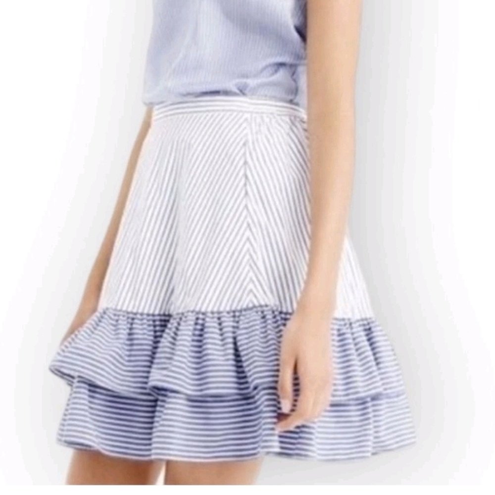 J. Crew Cocktail Stripe Ruffle Skirt - Size 12